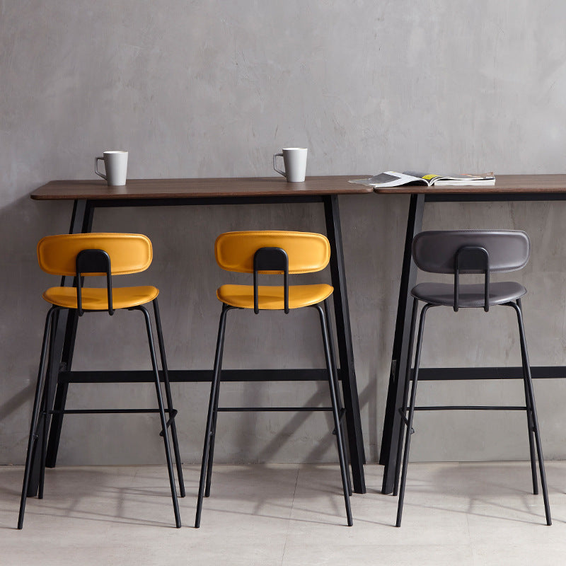 Matte Finish Leather Barstool Nordic Style Coffee Shop Low Back Stool