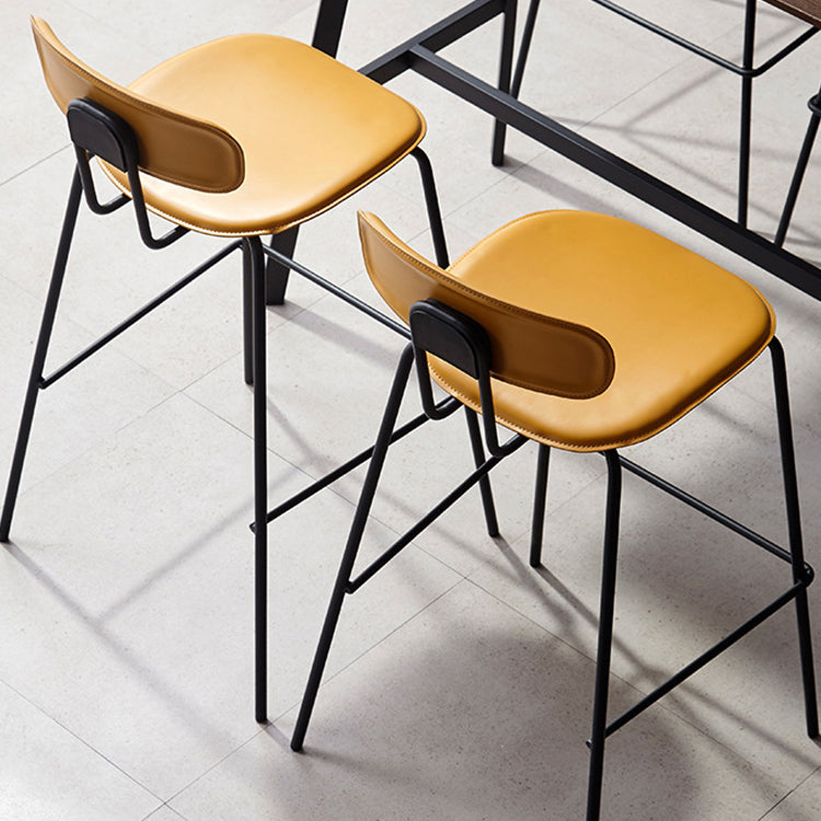 Matte Finish Leather Barstool Nordic Style Coffee Shop Low Back Stool