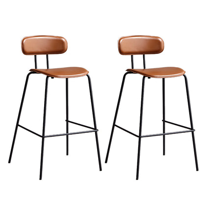 Matte Finish Leather Barstool Nordic Style Coffee Shop Low Back Stool