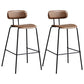 Matte Finish Leather Barstool Nordic Style Coffee Shop Low Back Stool