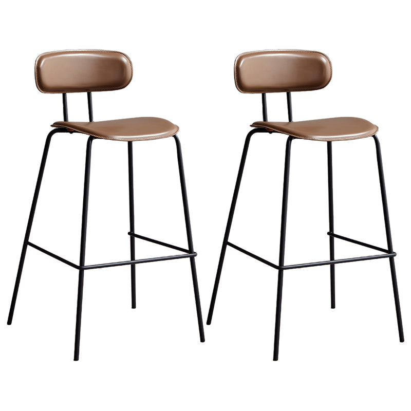 Matte Finish Leather Barstool Nordic Style Coffee Shop Low Back Stool