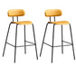 Matte Finish Leather Barstool Nordic Style Coffee Shop Low Back Stool