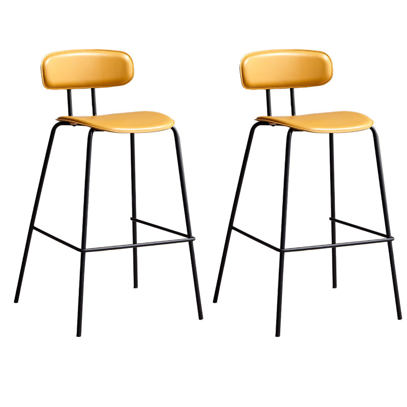 Matte Finish Leather Barstool Nordic Style Coffee Shop Low Back Stool