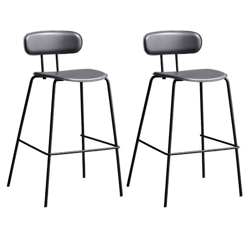 Matte Finish Leather Barstool Nordic Style Coffee Shop Low Back Stool