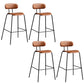 Matte Finish Leather Barstool Nordic Style Coffee Shop Low Back Stool