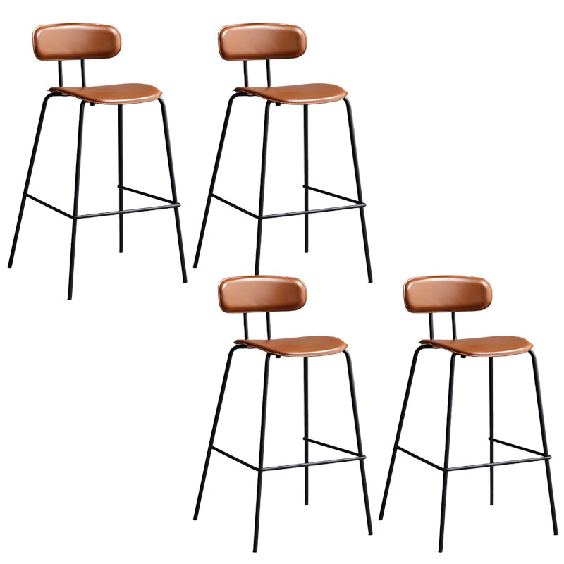 Matte Finish Leather Barstool Nordic Style Coffee Shop Low Back Stool