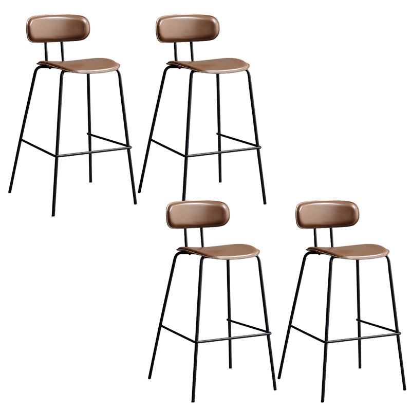 Matte Finish Leather Barstool Nordic Style Coffee Shop Low Back Stool