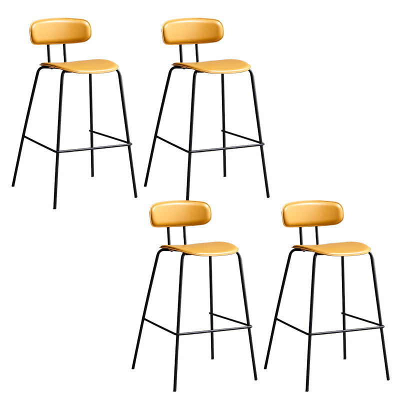 Matte Finish Leather Barstool Nordic Style Coffee Shop Low Back Stool