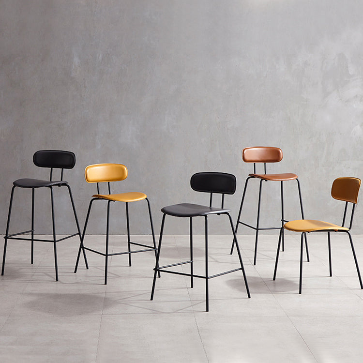 Matte Finish Leather Barstool Nordic Style Coffee Shop Low Back Stool