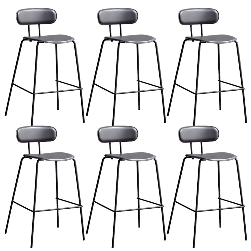 Matte Finish Leather Barstool Nordic Style Coffee Shop Low Back Stool