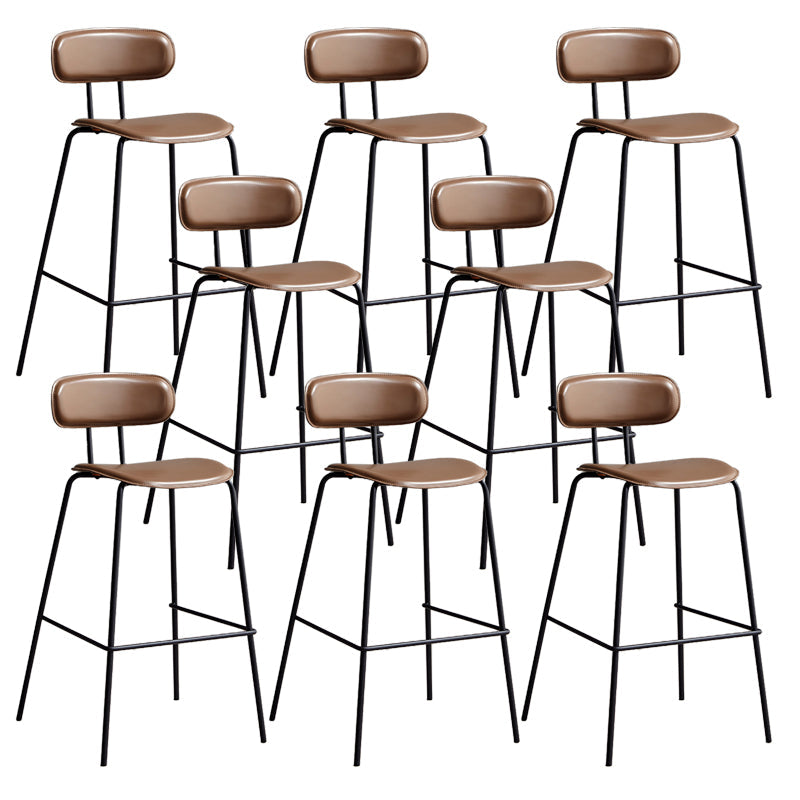 Matte Finish Leather Barstool Nordic Style Coffee Shop Low Back Stool