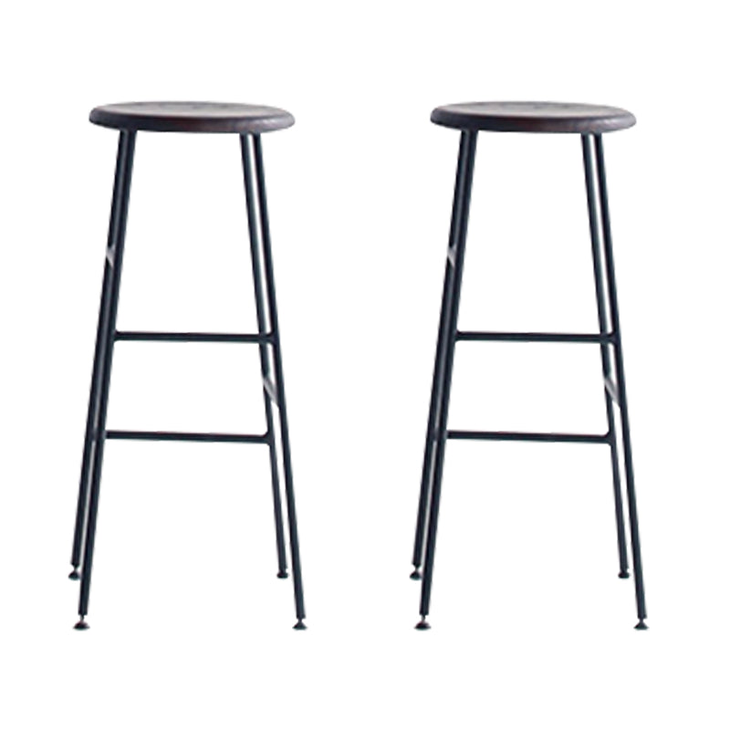 Modern Solid Wood Counter-height Stool Footrest Coffee Shop Round Bar Stools
