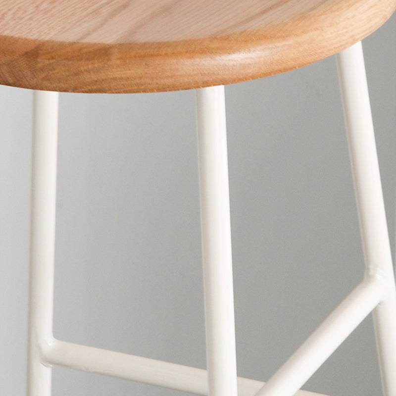 Modern Solid Wood Counter-height Stool Footrest Coffee Shop Round Bar Stools