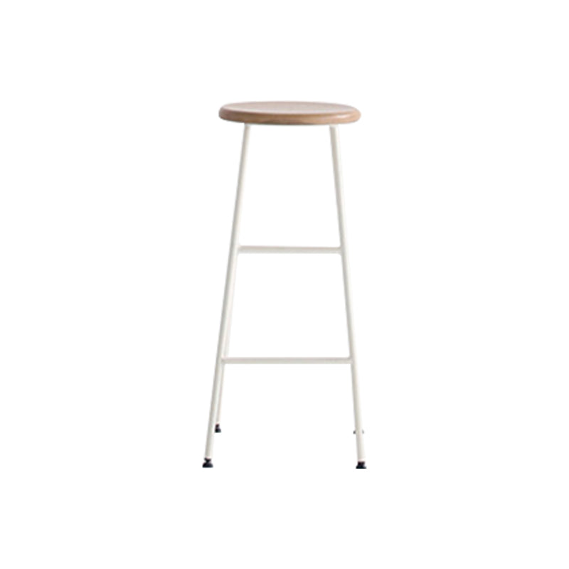 Modern Solid Wood Counter-height Stool Footrest Coffee Shop Round Bar Stools