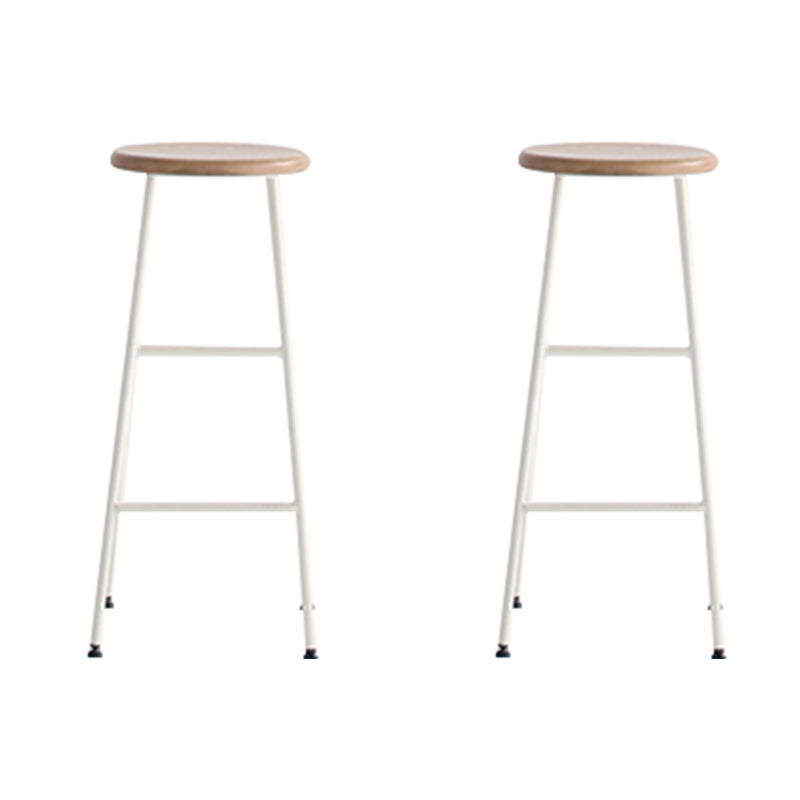 Modern Solid Wood Counter-height Stool Footrest Coffee Shop Round Bar Stools