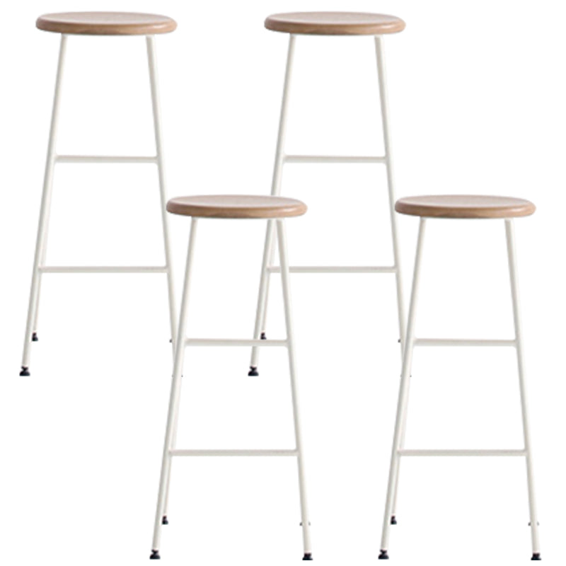 Modern Solid Wood Counter-height Stool Footrest Coffee Shop Round Bar Stools