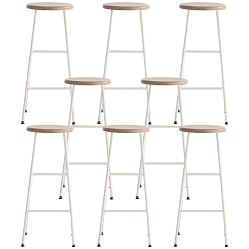 Modern Solid Wood Counter-height Stool Footrest Coffee Shop Round Bar Stools