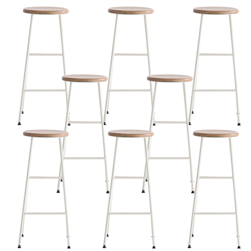 Modern Solid Wood Counter-height Stool Footrest Coffee Shop Round Bar Stools