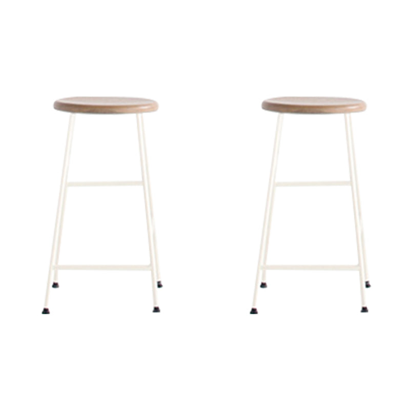 Modern Solid Wood Counter-height Stool Footrest Coffee Shop Round Bar Stools