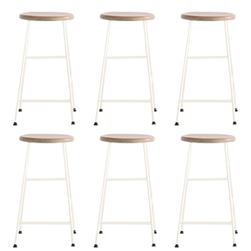 Modern Solid Wood Counter-height Stool Footrest Coffee Shop Round Bar Stools