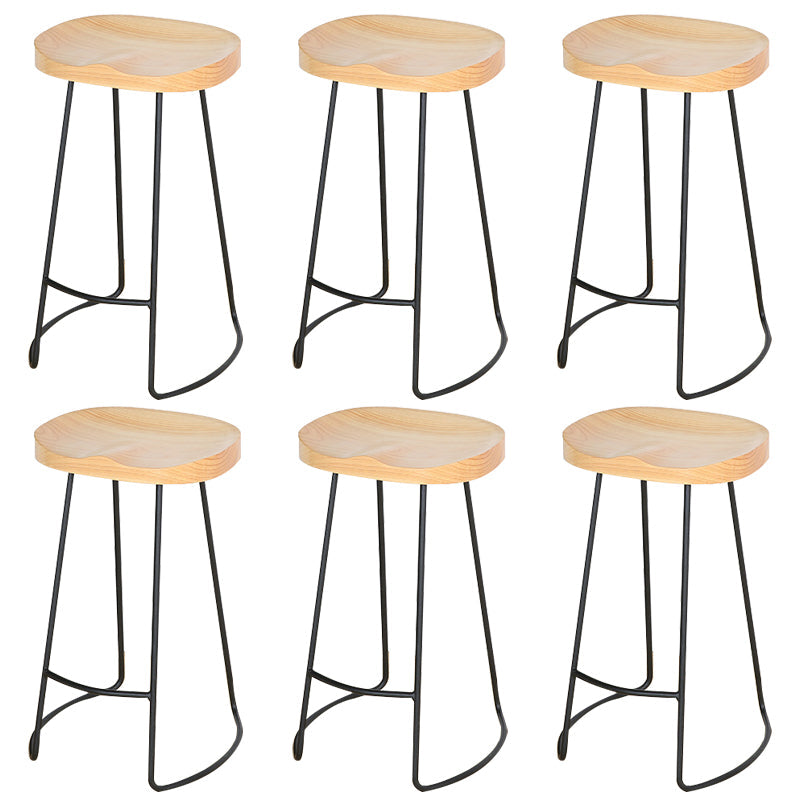 Modern Solid Wood Counter Stool Footrest Saddle Seat Counter Bar Stool in Natural