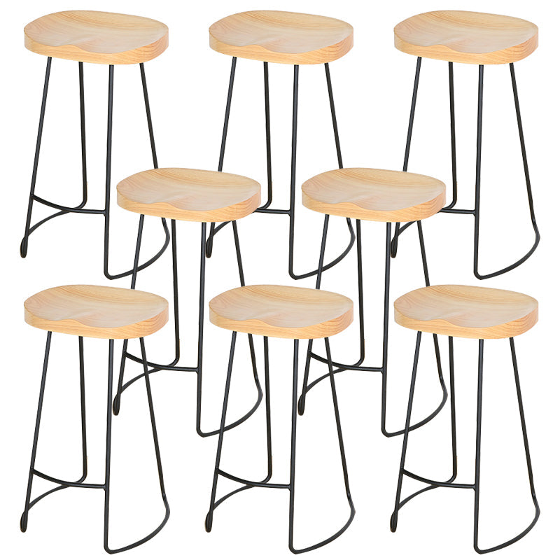 Modern Solid Wood Counter Stool Footrest Saddle Seat Counter Bar Stool in Natural