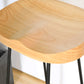 Modern Solid Wood Counter Stool Footrest Saddle Seat Counter Bar Stool in Natural