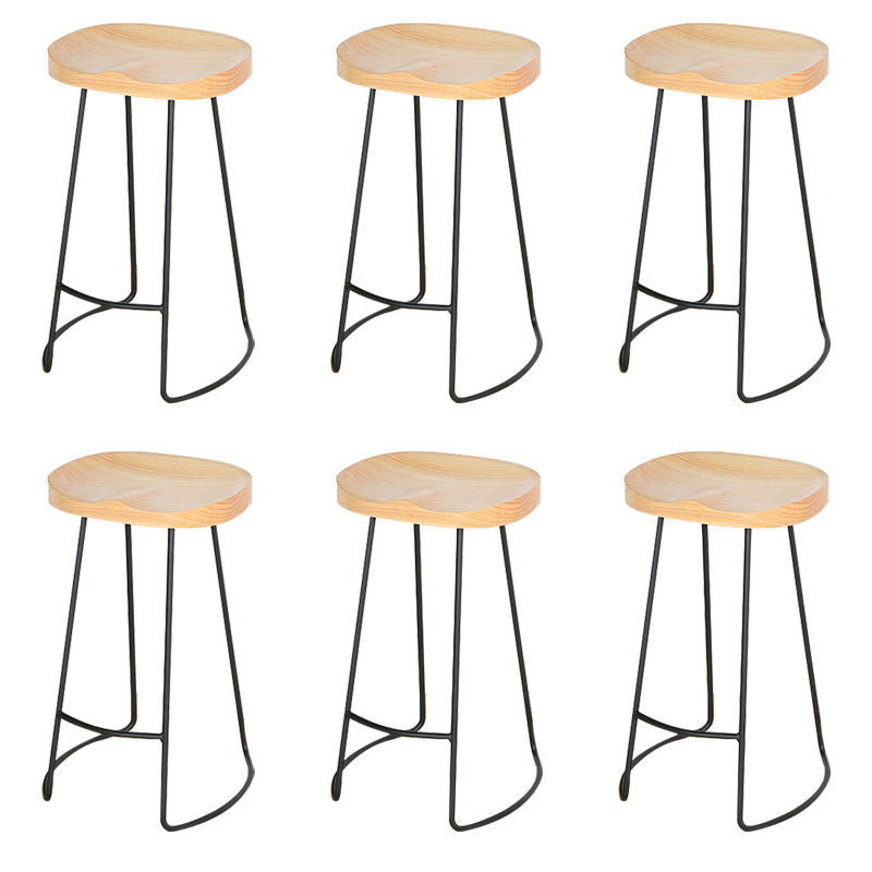 Modern Solid Wood Counter Stool Footrest Saddle Seat Counter Bar Stool in Natural