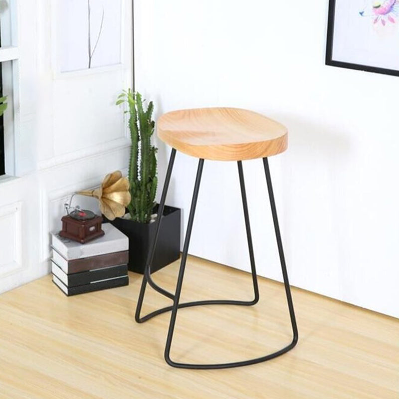 Modern Solid Wood Counter Stool Footrest Saddle Seat Counter Bar Stool in Natural