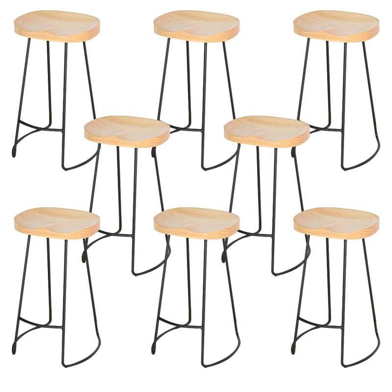 Modern Solid Wood Counter Stool Footrest Saddle Seat Counter Bar Stool in Natural