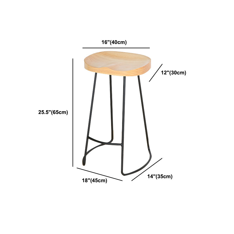 Modern Solid Wood Counter Stool Footrest Saddle Seat Counter Bar Stool in Natural