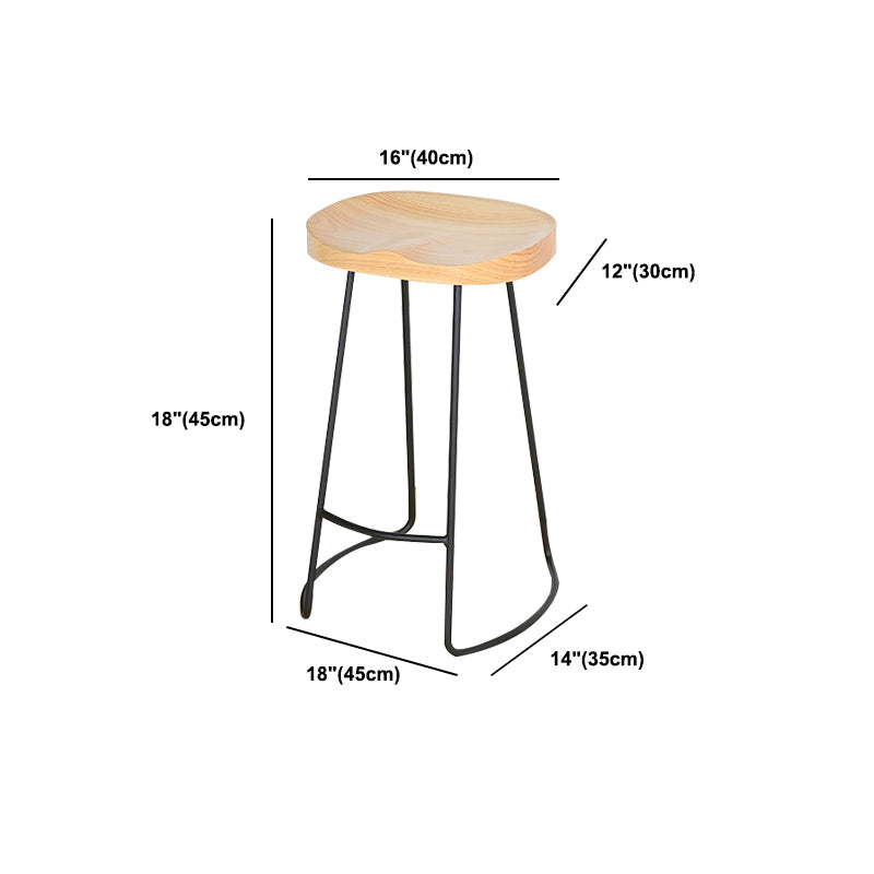Modern Solid Wood Counter Stool Footrest Saddle Seat Counter Bar Stool in Natural