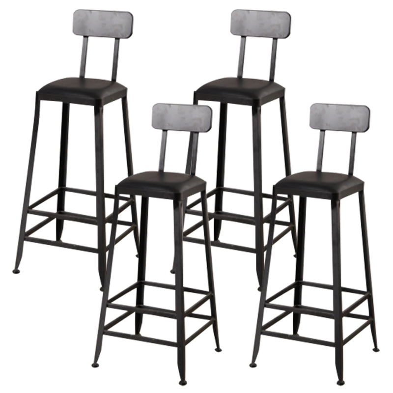 Nordic Armless Backrest Counter Stool Iron Dining Room Bar Stool with Pedal
