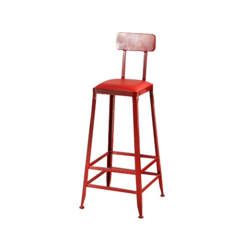 Nordic Armless Backrest Counter Stool Iron Dining Room Bar Stool with Pedal