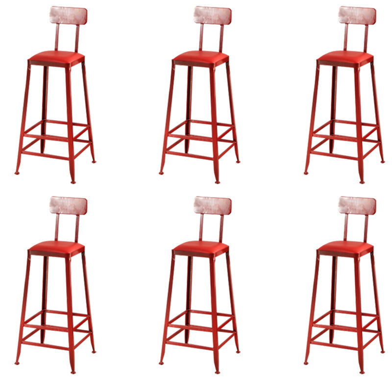 Nordic Armless Backrest Counter Stool Iron Dining Room Bar Stool with Pedal