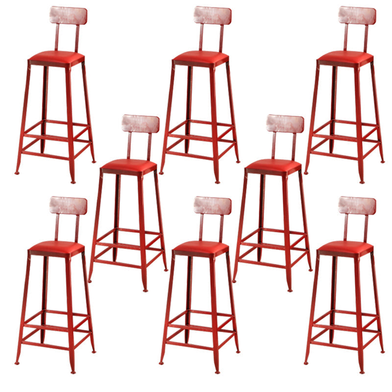 Nordic Armless Backrest Counter Stool Iron Dining Room Bar Stool with Pedal