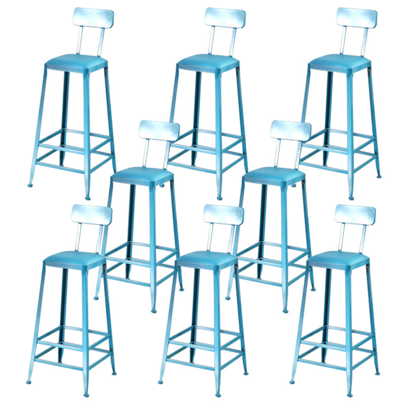 Nordic Armless Backrest Counter Stool Iron Dining Room Bar Stool with Pedal