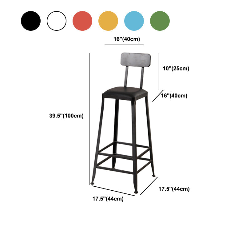 Nordic Armless Backrest Counter Stool Iron Dining Room Bar Stool with Pedal