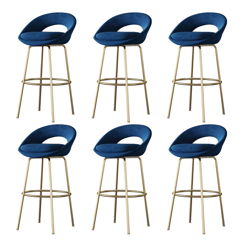 Contemporary Armless Backrest Counter Stool Iron Bar Stool with Cushion and Footrest