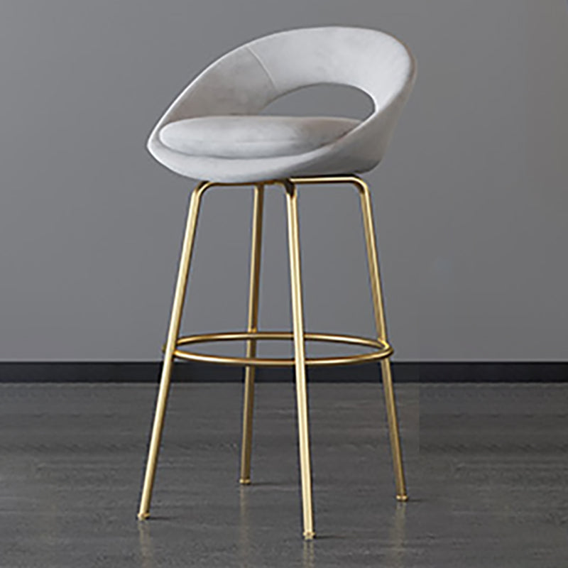 Contemporary Armless Backrest Counter Stool Iron Bar Stool with Cushion and Footrest