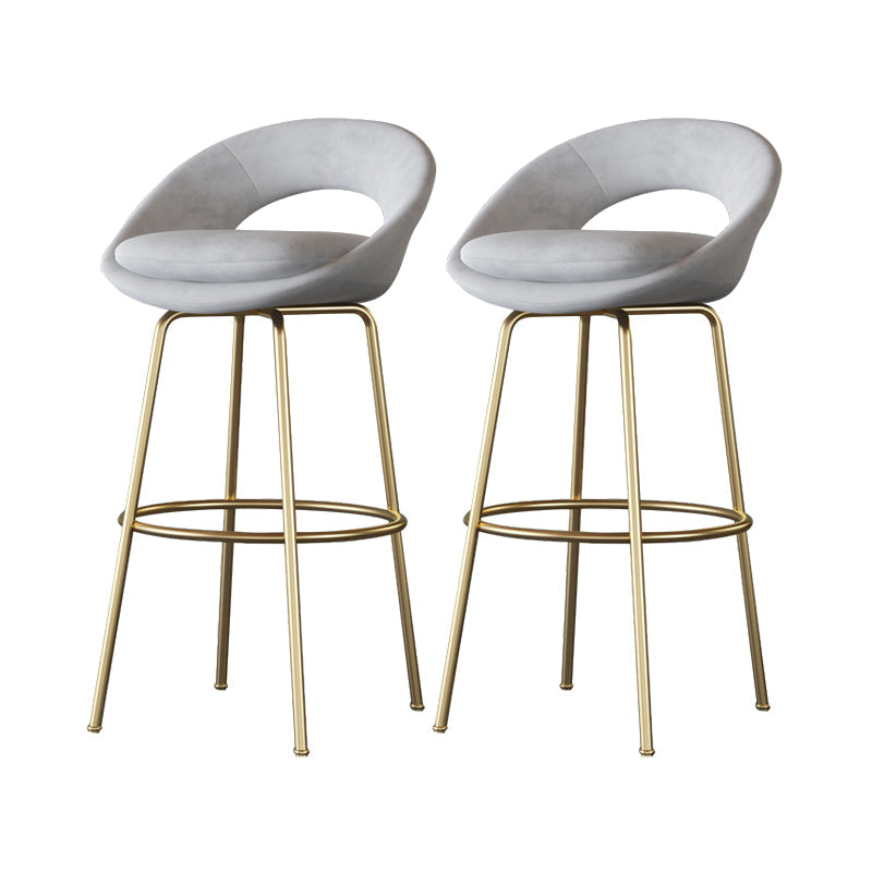 Contemporary Armless Backrest Counter Stool Iron Bar Stool with Cushion and Footrest