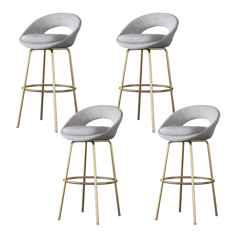 Contemporary Armless Backrest Counter Stool Iron Bar Stool with Cushion and Footrest