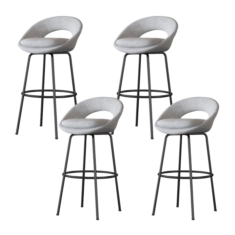 Contemporary Armless Backrest Counter Stool Iron Bar Stool with Cushion and Footrest