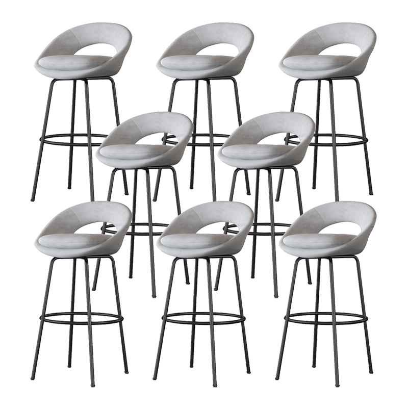 Contemporary Armless Backrest Counter Stool Iron Bar Stool with Cushion and Footrest