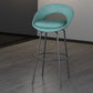 Contemporary Armless Backrest Counter Stool Iron Bar Stool with Cushion and Footrest
