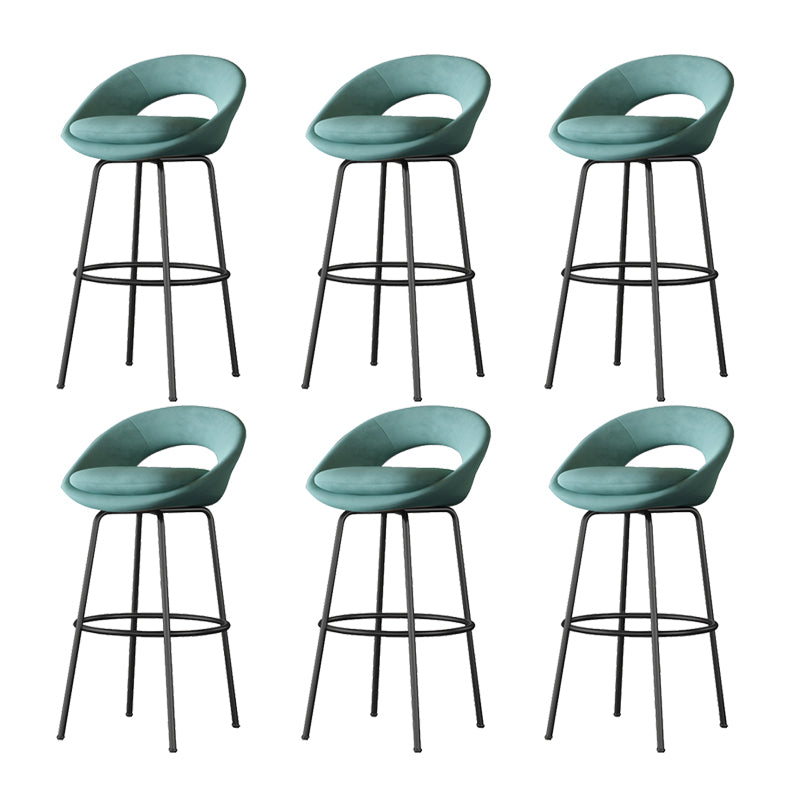 Contemporary Armless Backrest Counter Stool Iron Bar Stool with Cushion and Footrest