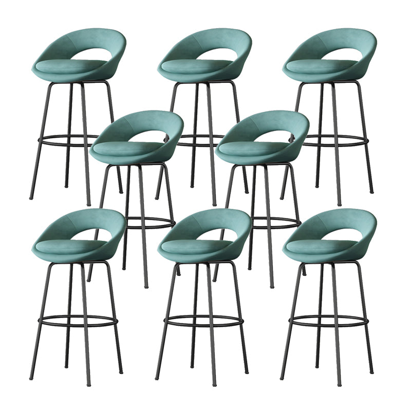 Contemporary Armless Backrest Counter Stool Iron Bar Stool with Cushion and Footrest