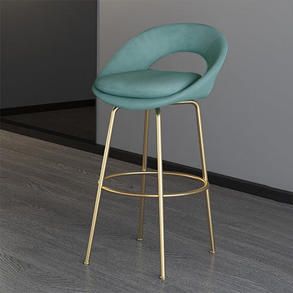 Contemporary Armless Backrest Counter Stool Iron Bar Stool with Cushion and Footrest