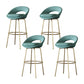 Contemporary Armless Backrest Counter Stool Iron Bar Stool with Cushion and Footrest