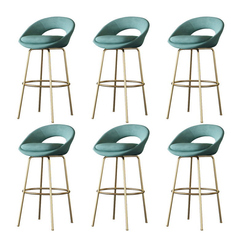 Contemporary Armless Backrest Counter Stool Iron Bar Stool with Cushion and Footrest